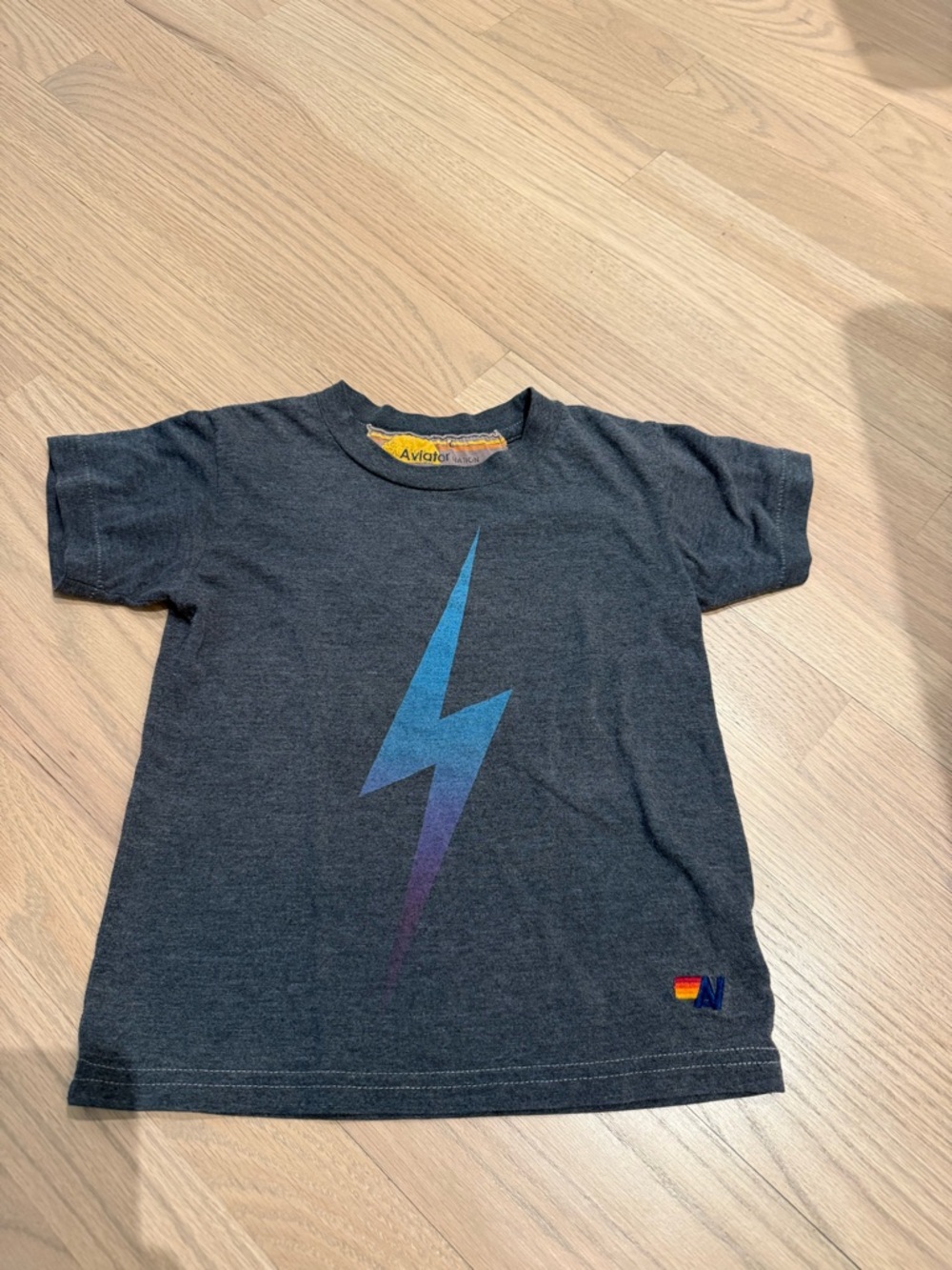 Aviator Nation Kids 6 Gradient Lightning Bolt Tee - Charcoal, Blue and Purple
